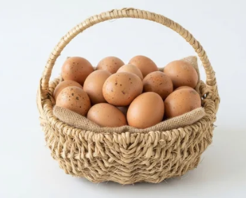Basket of eggs illustrating investment overconcentration risk